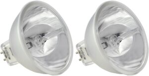 eiko eke halogen dichroic reflector bulb (pack of 2), 21 volts, 150 watts, cc-6 filament, 1.75"/44.5mm mol, 2.00"/50.8mm mod, 200 rated life, mr16 bulb, gx5.3 base