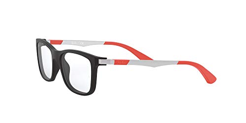 Ray-Ban Junior Kids' RY1549 Square Prescription Eyeglass Frames, Matte Black on Red/Demo Lens, 48 mm