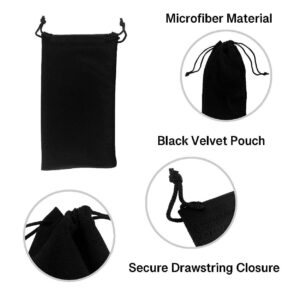 Super Z Outlet Black Microfiber Sunglasses Glasses & Cell Phone Gadgets Accessories Sleeve Bag Pouch with Drawstring Closure for Cleaning, Protection, & Storage (12 Pack)