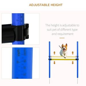 PawHut 4PC Obstacle Dog Agility Training Course Kit Backyard Competitive Equipment- Blue/Yellow