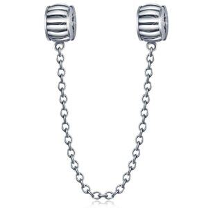 safety chain clip clasp charm for pandora bracelet antique 925 sterling silver lock stopper beads