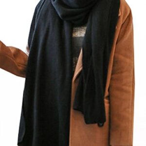 Wander Agio Womens Warm Long Shawl Winter Upset Large Scarf Pure Color Black