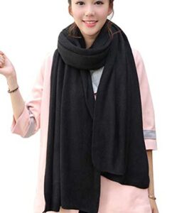 wander agio womens warm long shawl winter upset large scarf pure color black