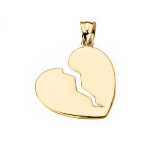 10k yellow gold broken heart charm pendant