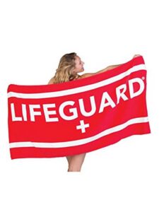 lifeguard officially licensed beach towel large lightweight - ideal for beach, pool, outdoors and camping