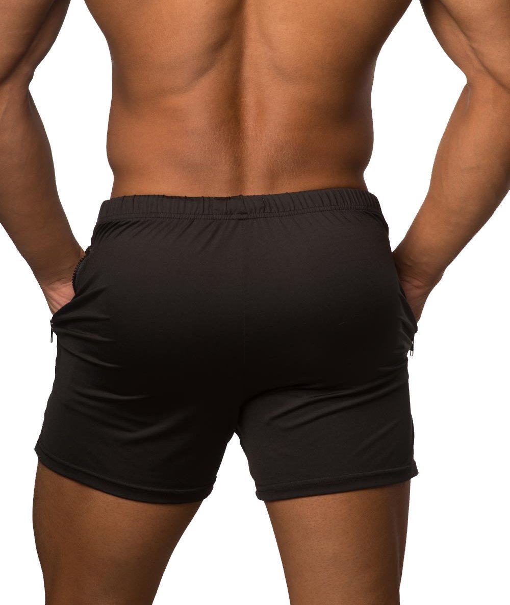 Men's Fitted Shorts Bodybuilding Workout Gym Running Tight Lifting Shorts Pants, X-Large, Black