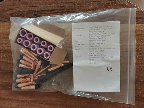 RIVERWELD 33pcs TIG Collet Body 10N28 10N30 10N31 10N32 406488 Collets Alumina nozzles 10N46 10N47 10N48 10N49 10N49 10N50 Back caps Assorted Size Fit QQ300 PTA DB SR WP 17 18 26 TIG Welding Torch