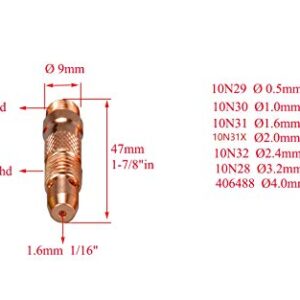 RIVERWELD 33pcs TIG Collet Body 10N28 10N30 10N31 10N32 406488 Collets Alumina nozzles 10N46 10N47 10N48 10N49 10N49 10N50 Back caps Assorted Size Fit QQ300 PTA DB SR WP 17 18 26 TIG Welding Torch