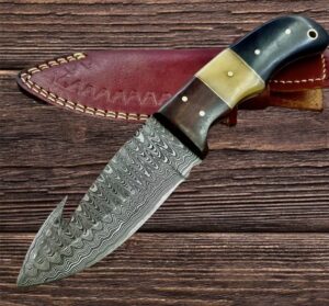 poshland handmade damascus steel 9 inches full tang skiner knife (bc-1095)