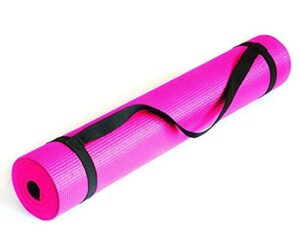 eco friendly comfort non-slip workout yoga mat with carrying strap for exercise yoga, pilates, gymnastics for home gym | color: pink