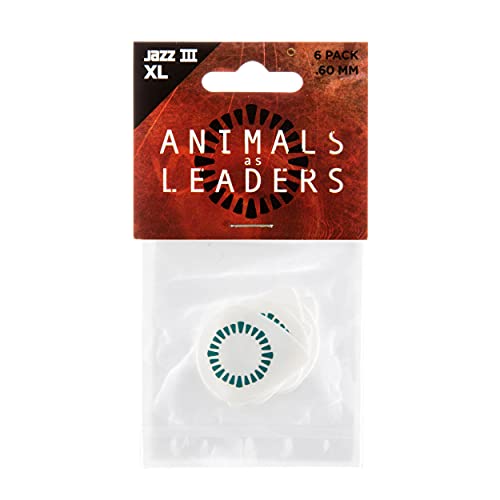 Dunlop AALP03 Animals As Leaders Tosin Abasi Tortex Jazz III XL, .60mm, White, 6/Player's Pack