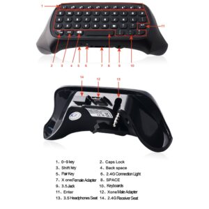 Megadream [Audio Compatible] Xbox One Controller Keyboard, 2.4G Mini Wireless Online Gaming Chatpad with 3.5mm Jack – Perfect Listen Music for Microsoft Xbox One/Xbox One S PC