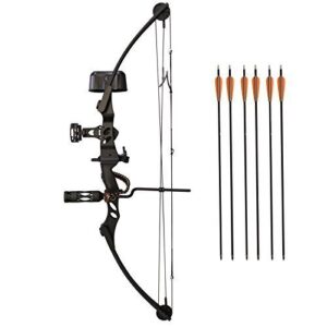 siege 55 lb compound bow w/ 5-spot paper target (black w/accessories)