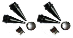 zaya body jewelry 2 pairs black tapers and 316l steel tunnels ear stretching kit gauges plugs 0g - 1 inch (7/8 1 inch)