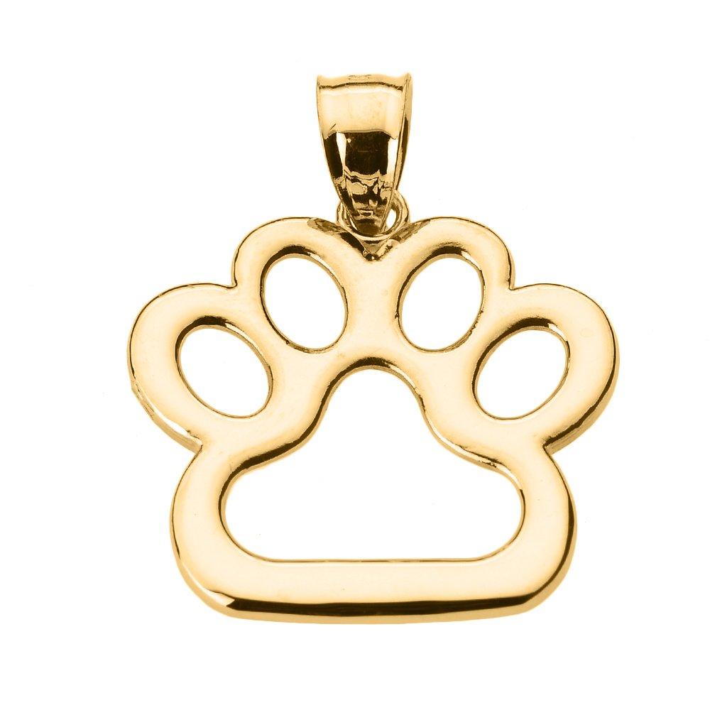 Polished 10k Gold Dog Paw Print Charm Pendant