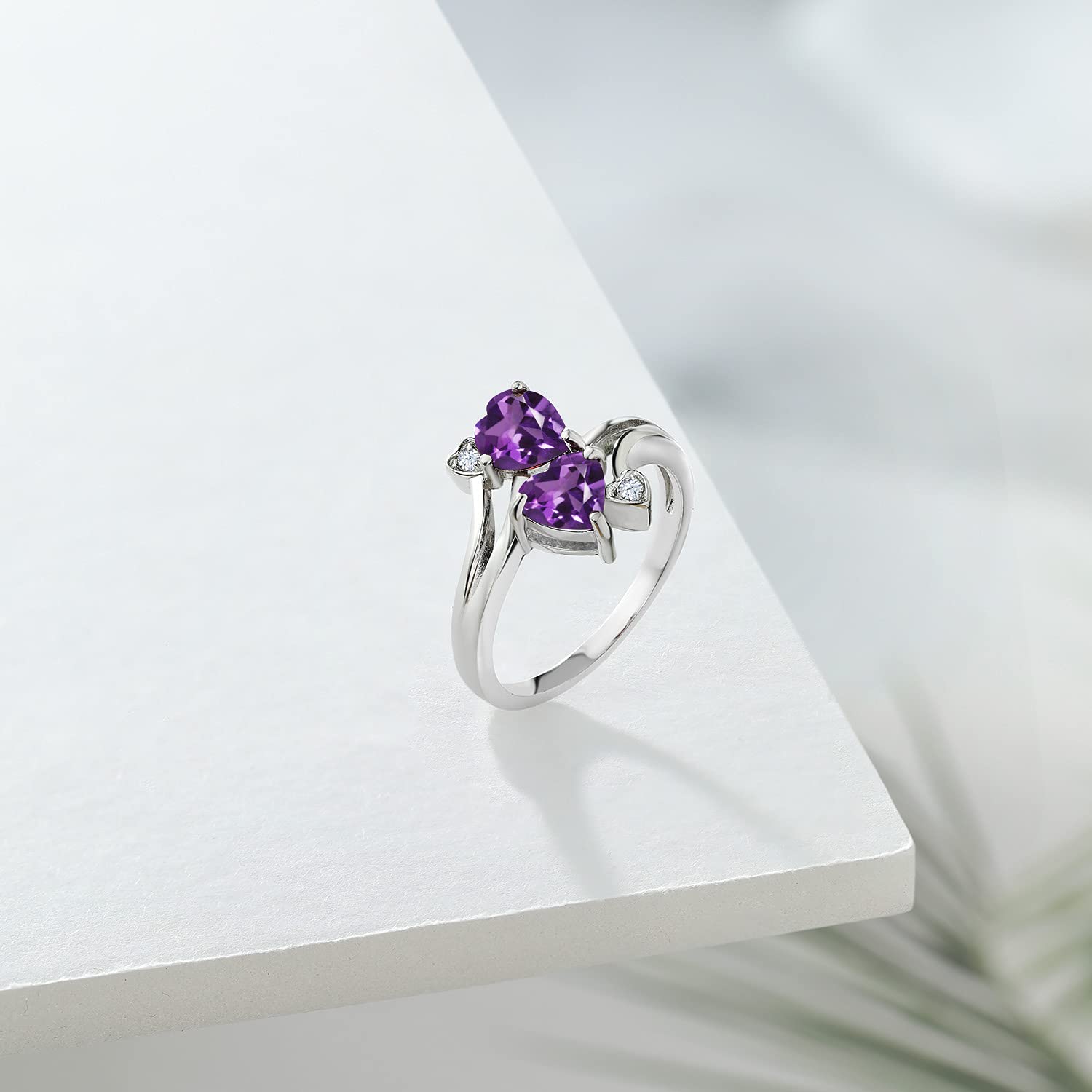 Gem Stone King 925 Sterling Silver Purple Amethyst Ring For Women (1.63 Cttw, Heart Shape 6MM, Gemstone February Birthstone, Available In Size 5, 6, 7, 8, 9)