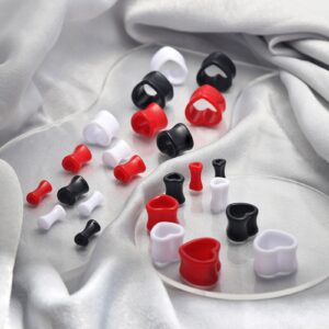 Qmcandy 6pcs Heart Shape Acrylic Ear Tunnels Plugs Set Mix Color Stretcher Expander Ear Gauge 00G