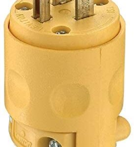 Leviton 515PV Polarized Electrical 15 Amp, 125 Volt, NEMA 5-15P, 2-Pole, 3-Wire, Plug, Straight Blade, Yellow, 24 Pack