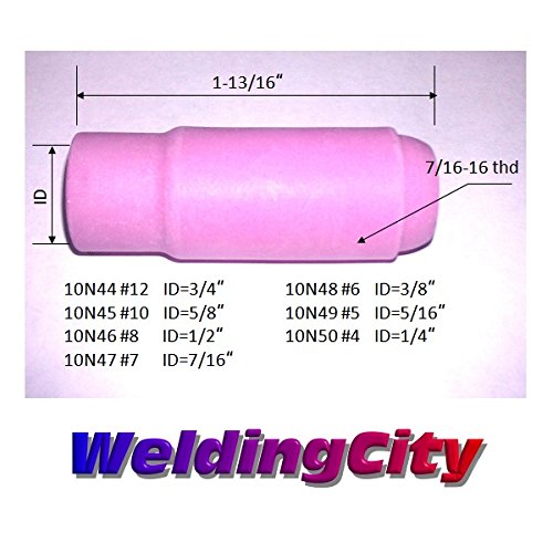 WeldingCity 10-pcs Accessory Kit (1/8") Collet-Gas Lens-Cup-Gasket-Back Cap for Gas Lens Setup in TIG Welding Torch 17, 18 and 26 Miller Lincoln Hobart ESAB Weldcraft (T15)