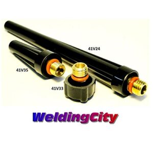 WeldingCity TIG Welding Torch Accessory Kit Large Gas Lens Setup 3/32" Collet-Large Gas Lens-Cup-Gasket-Back Cap for Torch 9, 20 and 25 Series Lincoln Miller Hobart ESAB Weldcraft CK AHP (T44)