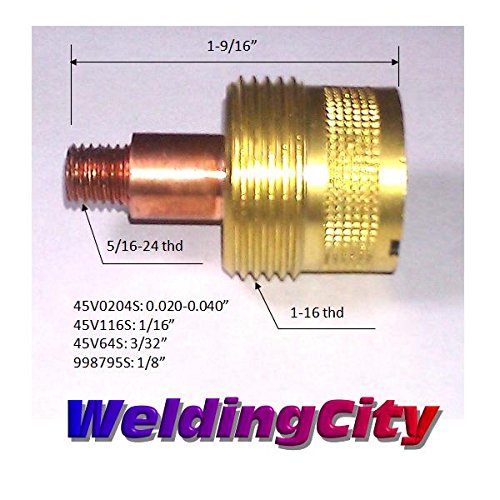 WeldingCity TIG Welding Torch Accessory Kit Large Gas Lens Setup 3/32" Collet-Large Gas Lens-Cup-Gasket-Back Cap for Torch 9, 20 and 25 Series Lincoln Miller Hobart ESAB Weldcraft CK AHP (T44)