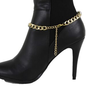 Women Western Fashion Anklet Boot Chains Bracelet Gold Metal Bling Ring Beads Round Shoe Charm