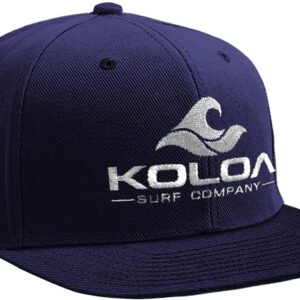 Joe's USA Koloa Surf-Classic Wave Logo Solid Snapback Hats-Navy/with White