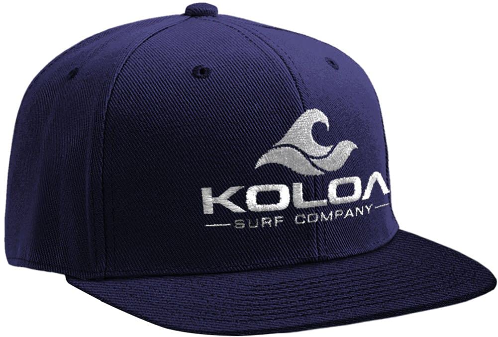 Joe's USA Koloa Surf-Classic Wave Logo Solid Snapback Hats-Navy/with White