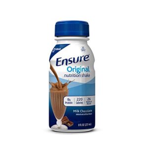 ensure original nutrition shake with 9 grams of protein, meal replacement shakes, milk chocolate, 8 fl oz (pack of 16)