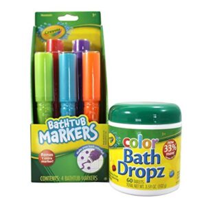 crayola bathtub markers and crayola color bath drops, 60 tablets - bring creative fun to bath time - non-toxic