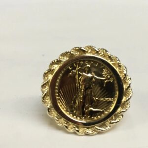 TEX 14k Yellow Gold Ring, 1/10oz US Lady Liberty Coin, Approx 11.4g