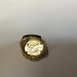 TEX 14k Yellow Gold Ring, 1/10oz US Lady Liberty Coin, Approx 11.4g