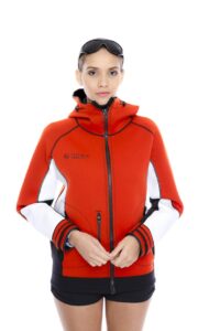 unisex pro neoprene jacket wetsuit hoodie - waterproof wind sailing fishing surf jackets for men and women (red, xxl)