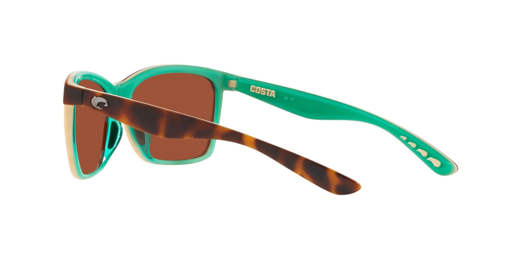 Costa Del Mar Womens Anaa Rectangular Sunglasses, Retro Tortoise/Cream/Mint/Green Mirrored Polarized-580P, 55 mm