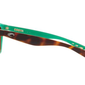 Costa Del Mar Womens Anaa Rectangular Sunglasses, Retro Tortoise/Cream/Mint/Green Mirrored Polarized-580P, 55 mm