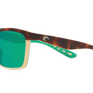 Costa Del Mar Womens Anaa Rectangular Sunglasses, Retro Tortoise/Cream/Mint/Green Mirrored Polarized-580P, 55 mm