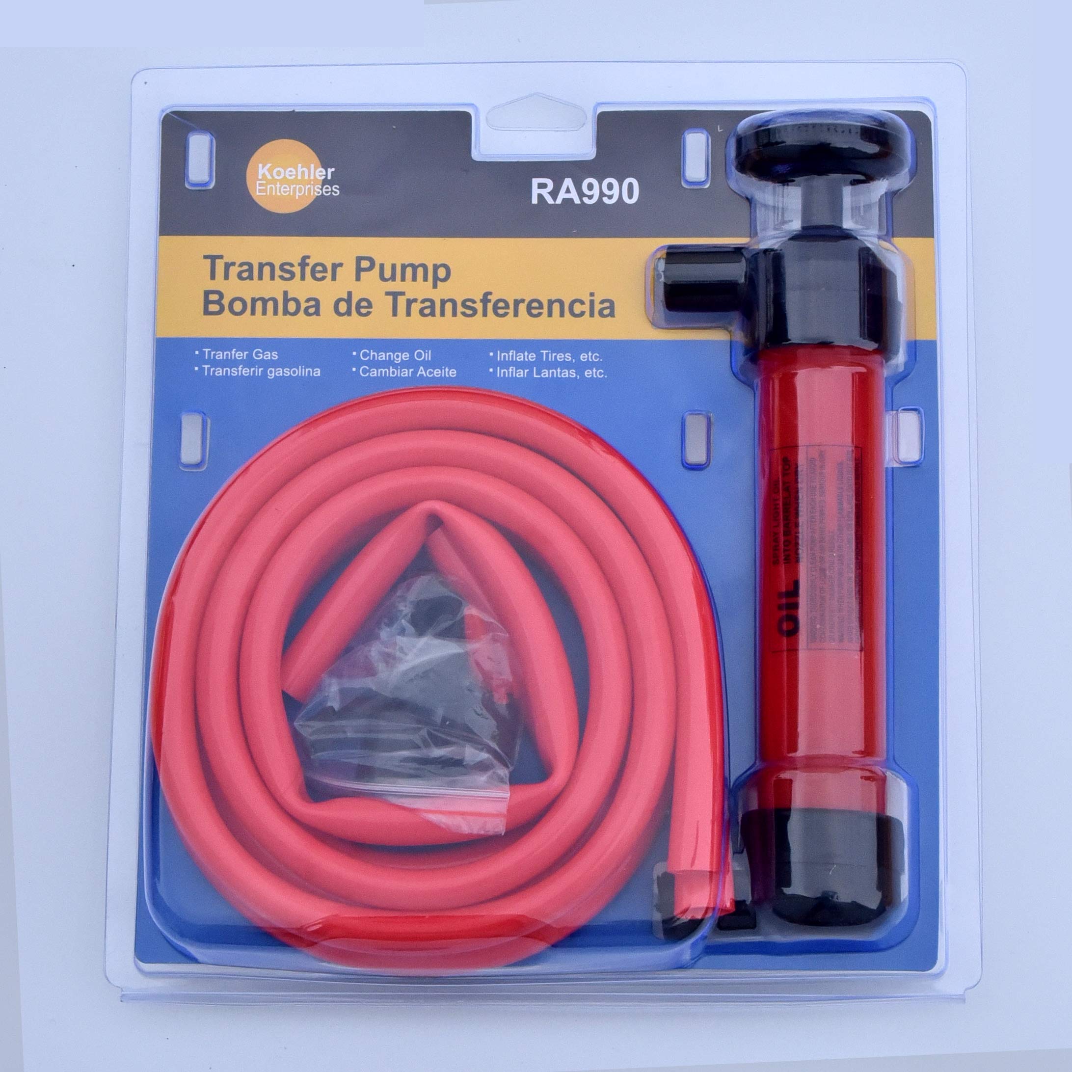 Koehler Enterprises RA990 Multi-Use Siphon Fuel Transfer Pump Kit (for Gas Oil and Liquids), Red medium