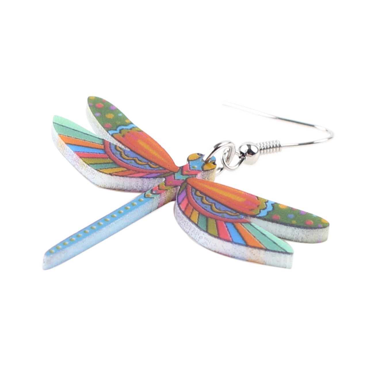 Bonsny Drop Dangle Sweet Blue Flying Dragonfly Earrings Gift Insect Pattern Fashion Jewelry For Women (Colorful)