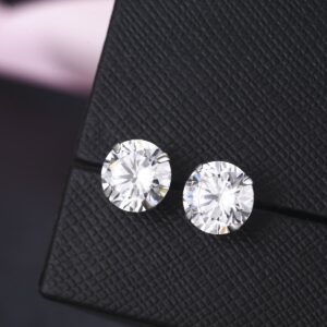 SBLING Platinum Plated Sterling Silver Stud Earrings Made with Austrian Crystals (8mm; 3.75cttw)