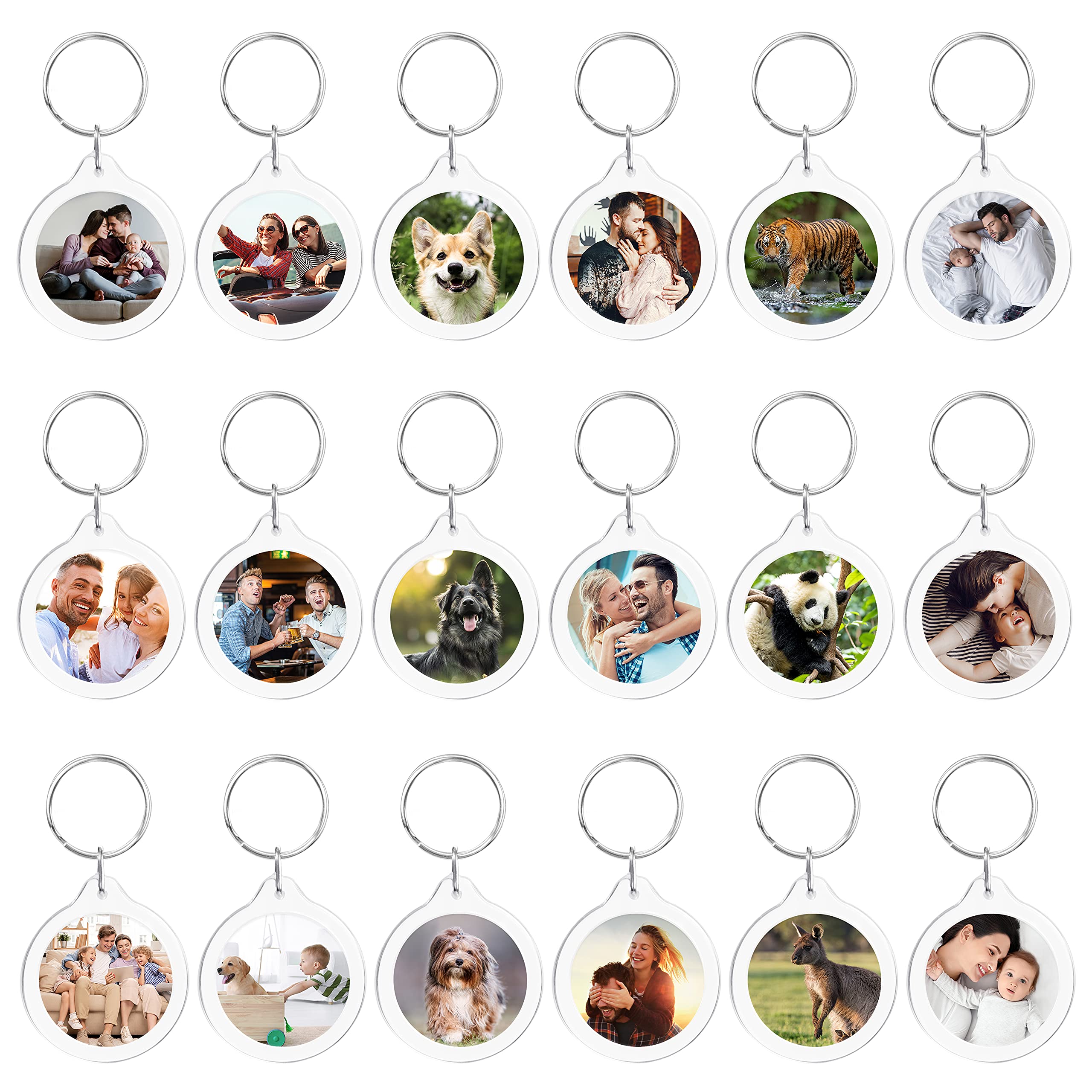 Kurtzy Blank Round Photo Insert Keychains (50 Pack) - Each Keyring is 4cm (1.57 inch) in Diameter - Translucent Clear Circle Acrylic Key Rings for Double Sided Photos - Family, Friends, Gifts & Craft