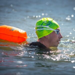 New Wave Swim Buoy Swim Safety Float and Drybag for Open Water Swimmers, Triathletes, Kayakers and Snorkelers, Highly Visible Buoy Float for Safe Swim Training (Orange PVC Medium-15L)