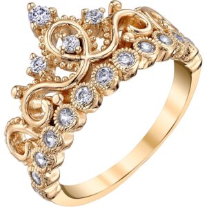 guliette verona sterling silver princess crown ring (yellow gold plated) (11)