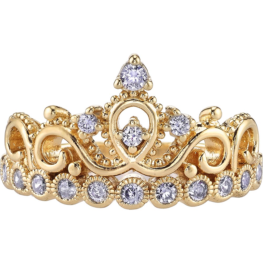 Guliette Verona Sterling Silver Princess Crown Ring (Yellow Gold Plated) (11)