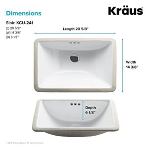 Kraus KCU-241 Elavo Bathroom Undermount Sink, 21 Inch, 24 Inch , White