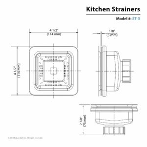 KRAUS Stainless Steel Pax Strainer, ST-3, 4.5" x 4.5" x 2.63"