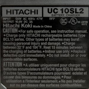 Hitachi UC10SL2 10.8v Li-Ion Battery Charger and BCL1015S 10.8-12V Battery Combo