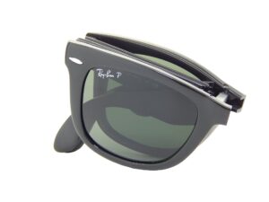 ray-ban ray ban folding wayfarer rb4105 601/58 black/crystal green polarized 54mm sunglasses, 54 mm