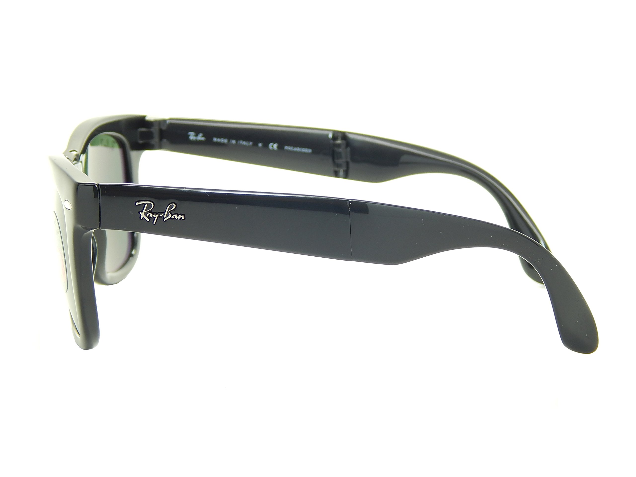 Ray-Ban Ray Ban Folding Wayfarer RB4105 601/58 Black/Crystal Green Polarized 54mm Sunglasses, 54 mm