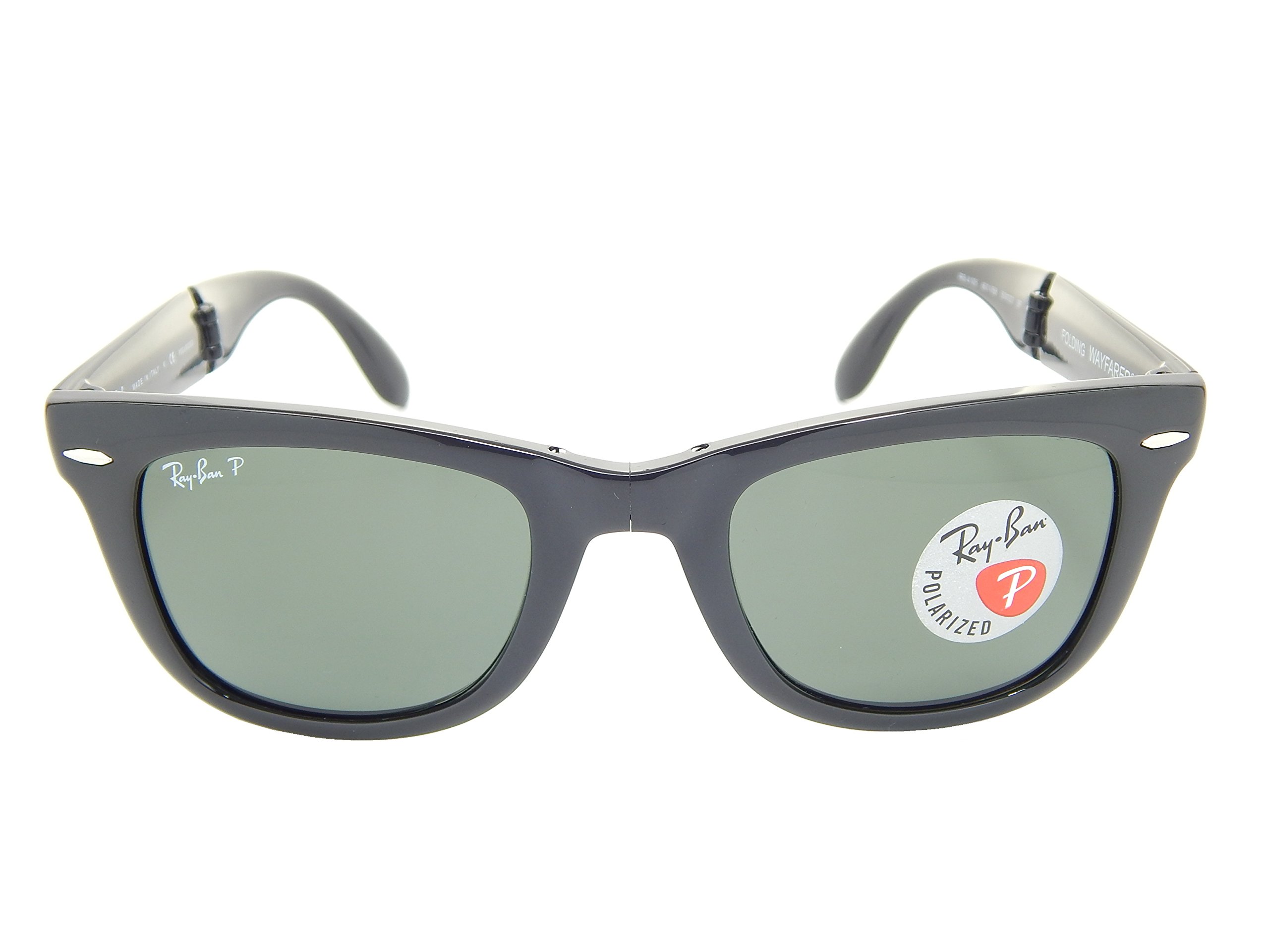 Ray-Ban Ray Ban Folding Wayfarer RB4105 601/58 Black/Crystal Green Polarized 54mm Sunglasses, 54 mm