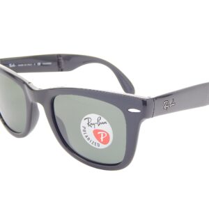 Ray-Ban Ray Ban Folding Wayfarer RB4105 601/58 Black/Crystal Green Polarized 54mm Sunglasses, 54 mm